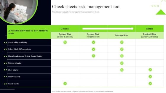 Quality Assessment Check Sheets Risk Management Tool Diagrams PDF