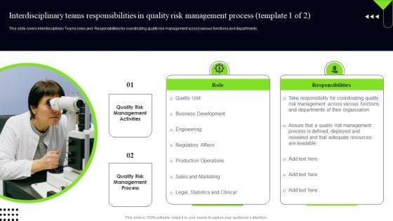 Quality Assessment Interdisciplinary Teams Responsibilities In Quality Risk Graphics PDF