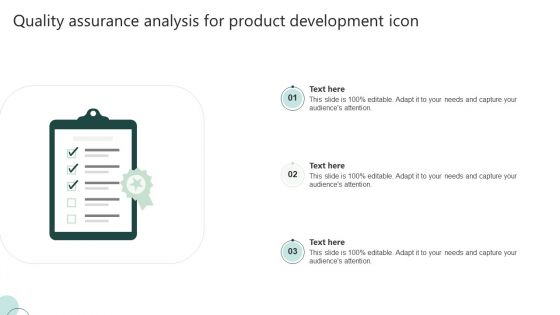 Quality Assurance Analysis For Product Development Icon Ppt Gallery Graphic Tips PDF