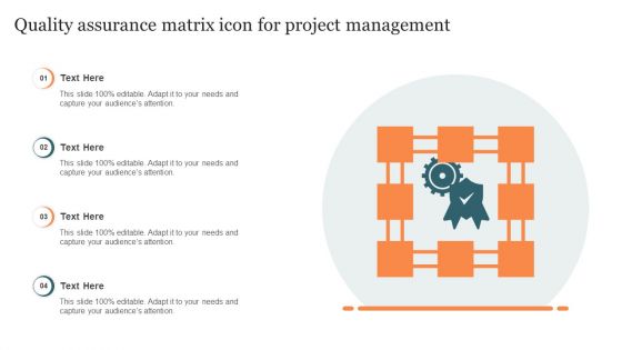 Quality Assurance Matrix Icon For Project Management Portrait PDF