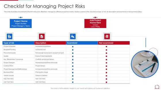 Quality Assurance Model For Agile IT Checklist For Managing Project Risks Diagrams PDF