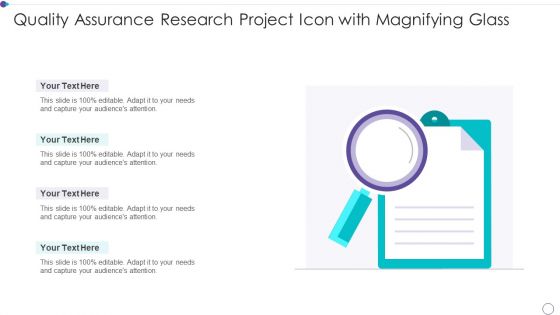 Quality Assurance Research Project Icon With Magnifying Glass Elements PDF