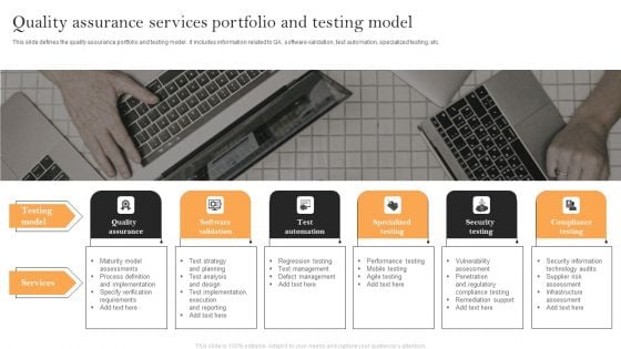 Quality Assurance Services Portfolio And Testing Model Mockup PDF Quality Assurance Services Portfolio And Testing Model Mockup PDF