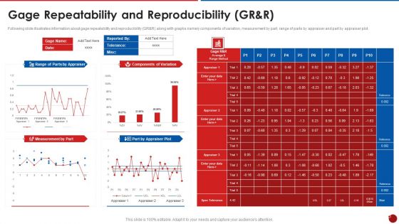 Quality Assurance Templates Set 2 Gage Repeatability And Reproducibility Gr And R Sample PDF