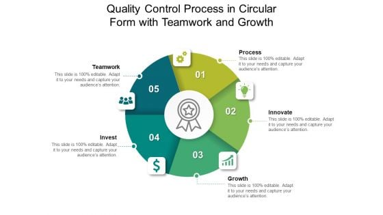 Quality Control Process In Circular Form With Teamwork And Growth Ppt PowerPoint Presentation Outline PDF