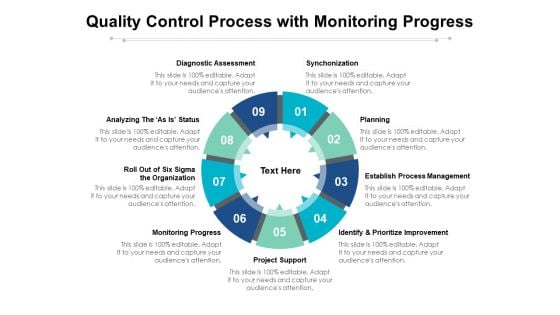 Quality Control Process With Monitoring Progress Ppt PowerPoint Presentation Summary Shapes PDF