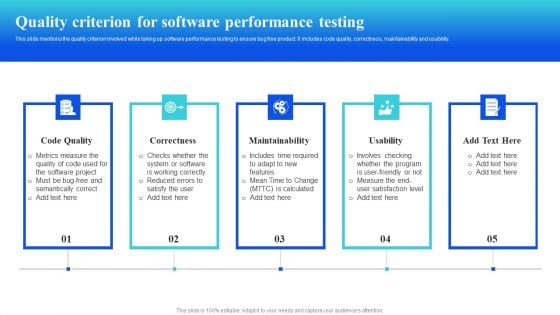 Quality Criterion For Software Performance Testing Slides PDF