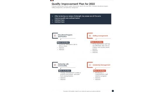 Quality Improvement Plan For 2022 One Pager Documents