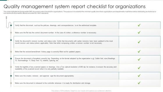 Quality Management System Report Checklist For Organizations Template PDF Quality Management System Report Checklist For Organizations Template PDF