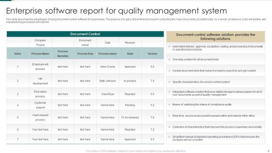 Quality Management System Report Ppt PowerPoint Presentation Complete Deck With Slides Slide08