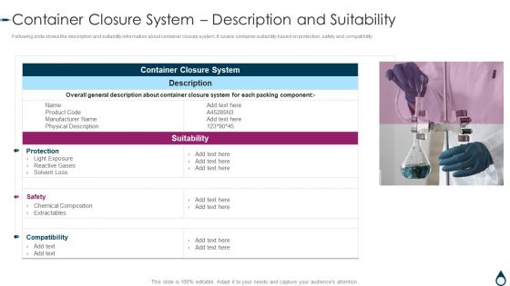 Quality Manufacturing Process For Generic Medicines Container Closure System Description Slides PDF Quality Manufacturing Process For Generic Medicines Container Closure System Description Slides PDF