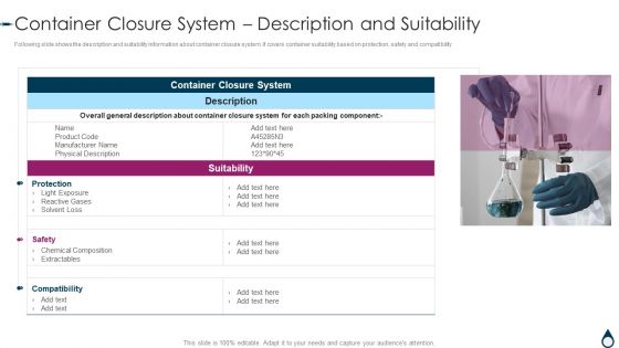 Quality Manufacturing Process For Generic Medicines Container Closure System Description Slides PDF