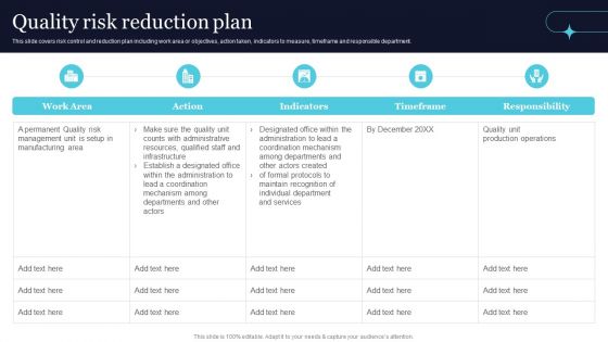 Quality Risk Reduction Plan Ppt PowerPoint Presentation File Show PDF