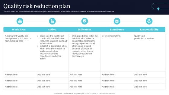 Quality Risk Reduction Plan Ppt PowerPoint Presentation File Show PDF