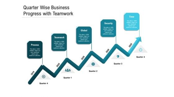 Quarter Wise Business Progress With Teamwork Ppt PowerPoint Presentation File Information PDF