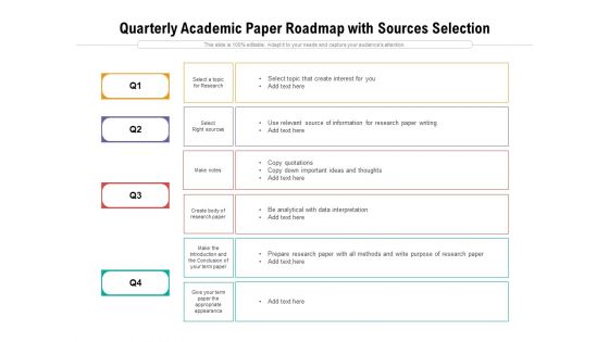 Quarterly Academic Paper Roadmap With Sources Selection Mockup