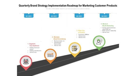 Quarterly Brand Strategy Implementation Roadmap For Marketing Customer Products Sample