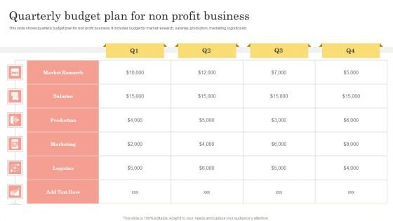 Quarterly Budget Plan For Non Profit Business Microsoft PDF