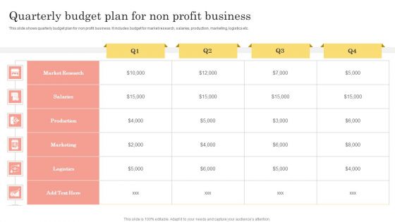 Quarterly Budget Plan For Non Profit Business Microsoft PDF