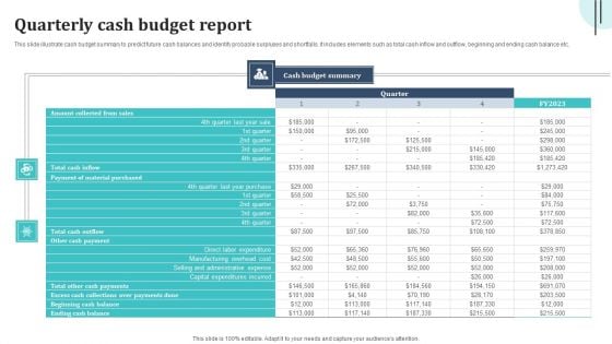 Quarterly Cash Budget Report Brochure PDF