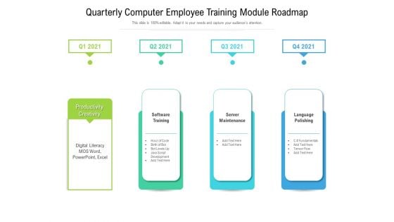 Quarterly Computer Employee Training Module Roadmap Icons