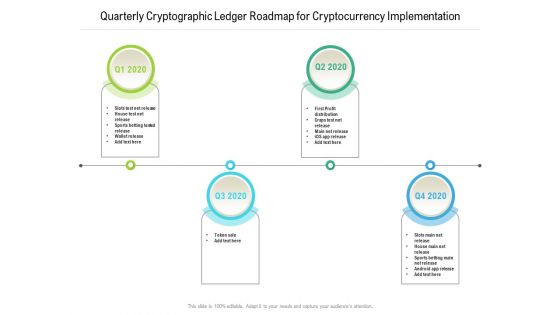 Quarterly Cryptographic Ledger Roadmap For Cryptocurrency Implementation Sample