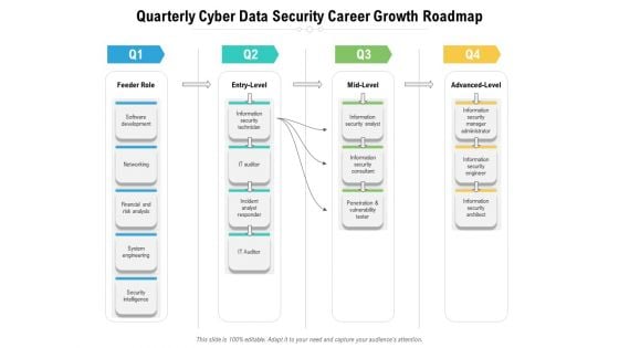 Quarterly Cyber Data Security Career Growth Roadmap Infographics