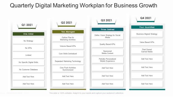 Quarterly Digital Marketing Workplan For Business Growth Demonstration