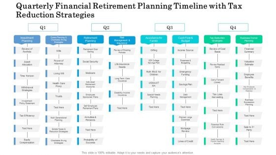 Quarterly Financial Retirement Planning Timeline With Tax Reduction Strategies Microsoft