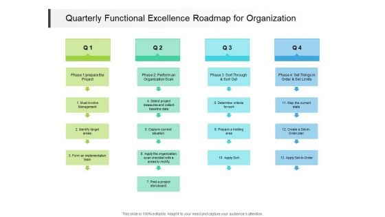 Quarterly Functional Excellence Roadmap For Organization Diagrams