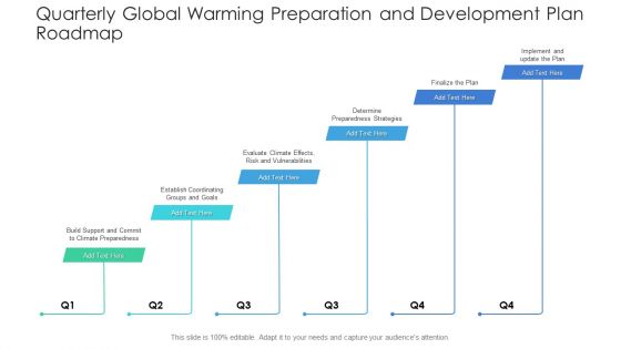 Quarterly Global Warming Preparation And Development Plan Roadmap Diagrams Quarterly Global Warming Preparation And Development Plan Roadmap Diagrams