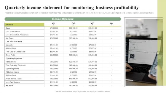 Quarterly Income Statement For Monitoring Business Profitability Effective Planning For Monetary Formats PDF Quarterly Income Statement For Monitoring Business Profitability Effective Planning For Monetary Formats PDF