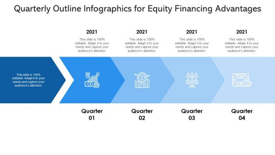 Quarterly Outline Infographics For Equity Financing Advantages Ppt PowerPoint Presentation Outline Design Templates PDF