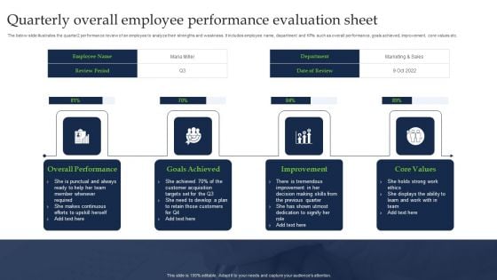 Quarterly Overall Employee Performance Evaluation Sheet Sample PDF