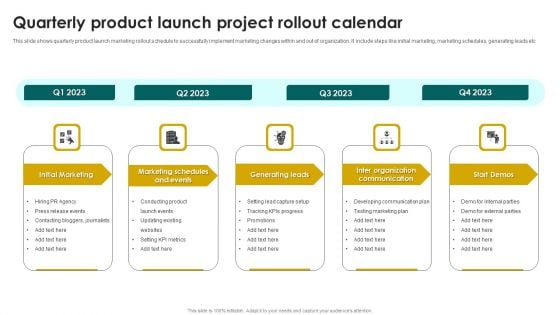 Quarterly Product Launch Project Rollout Calendar Download PDF Quarterly Product Launch Project Rollout Calendar Download PDF