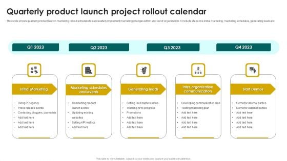 Quarterly Product Launch Project Rollout Calendar Download PDF