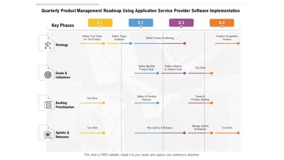 Quarterly Product Management Roadmap Using Application Service Provider Software Implementation Graphics Quarterly Product Management Roadmap Using Application Service Provider Software Implementation Graphics