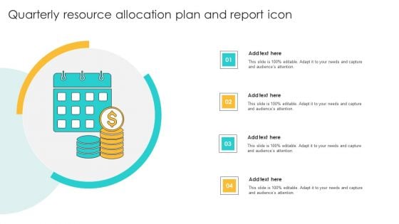 Quarterly Resource Allocation Plan And Report Icon Ppt Slides Inspiration PDF