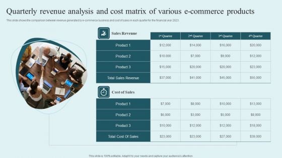 Quarterly Revenue Analysis And Cost Matrix Of Various E Commerce Products Template PDF