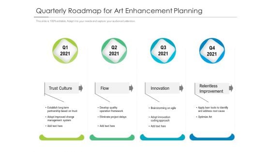 Quarterly Roadmap For Art Enhancement Planning Diagrams