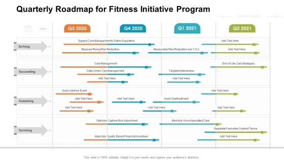 Quarterly Roadmap For Fitness Initiative Program Template