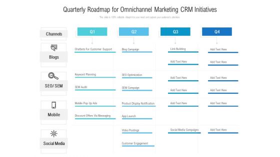 Quarterly Roadmap For Omnichannel Marketing CRM Initiatives Sample