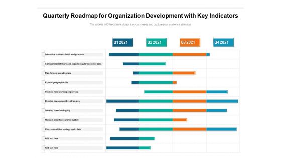 Quarterly Roadmap For Organization Development With Key Indicators Sample