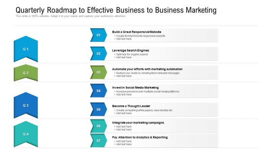 Quarterly Roadmap To Effective Business To Business Marketing Icons