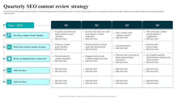 Quarterly SEO Content Review Strategy Rules PDF Quarterly SEO Content Review Strategy Rules PDF