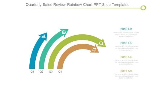 Quarterly Sales Review Rainbow Chart Ppt Slide Templates