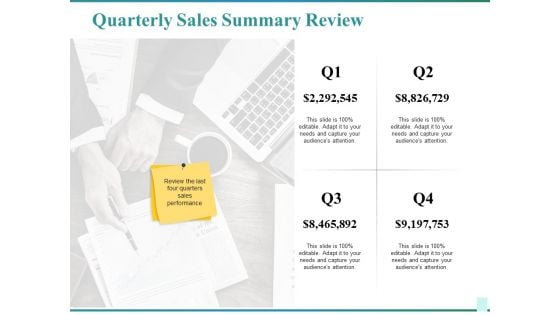 Quarterly Sales Summary Review Ppt PowerPoint Presentation Infographics Graphics Template