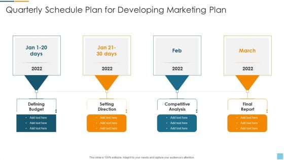 Quarterly Schedule Plan For Developing Marketing Plan Information PDF