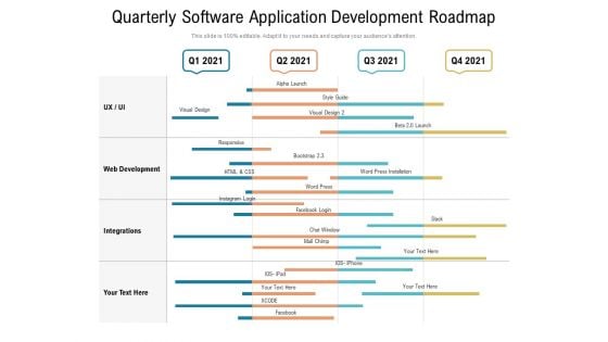 Quarterly Software Application Development Roadmap Brochure