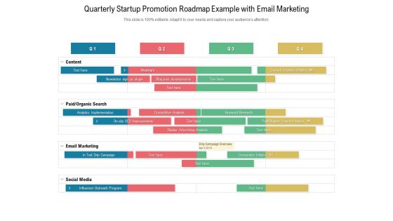 Quarterly Startup Promotion Roadmap Example With Email Marketing Topics